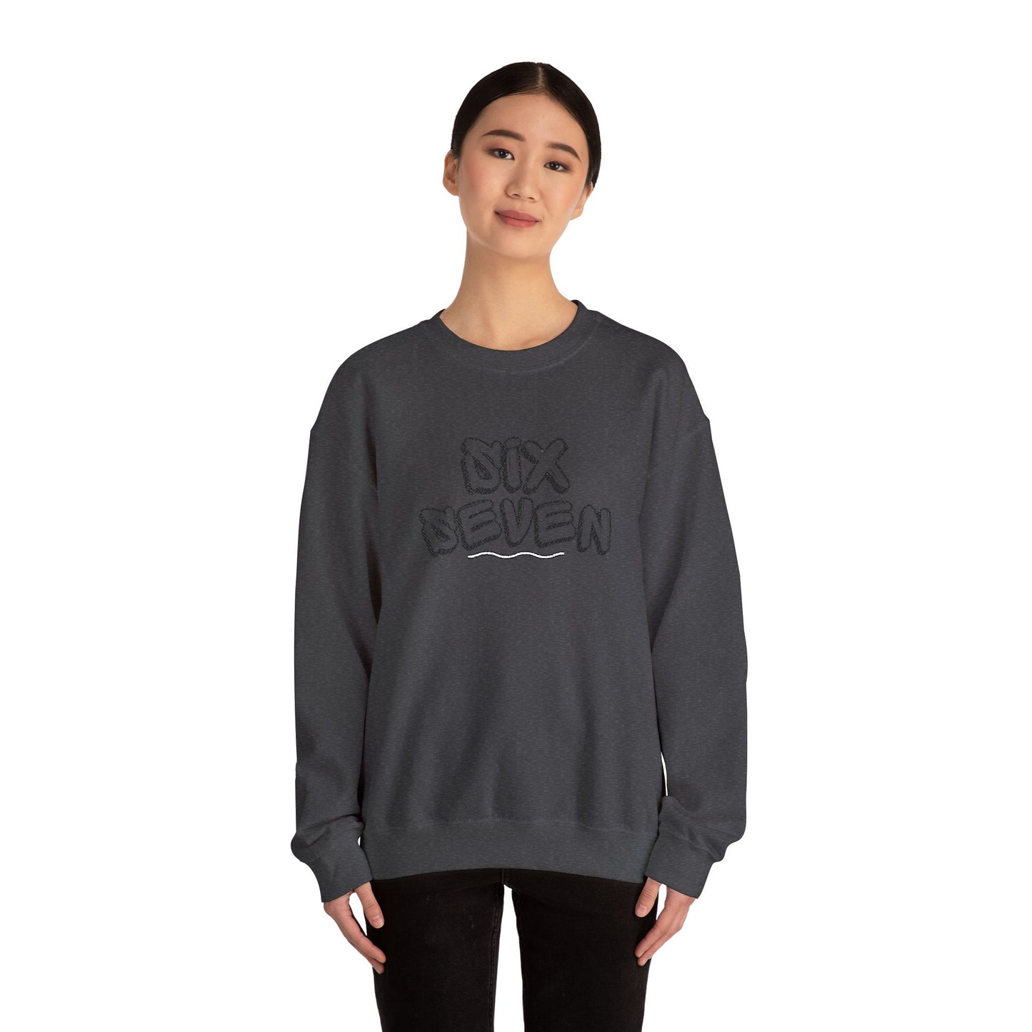 Crewneck Sweatshirt embroidered 'Six Seven' Athletic Vintage Style
