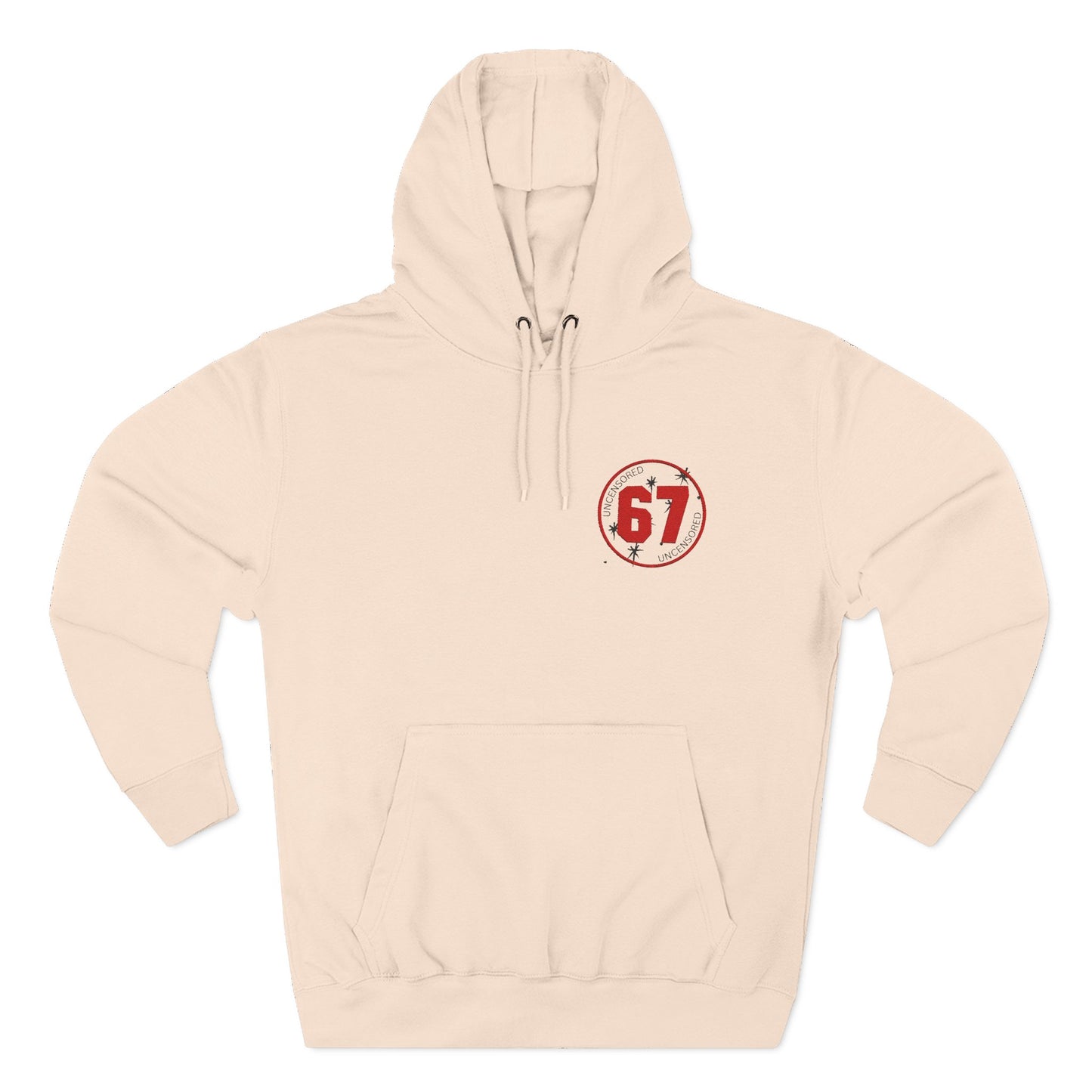 Hoodie uncensored 67 Logo Minimal Chest Print, Comfortable Casual Fleece Pullover