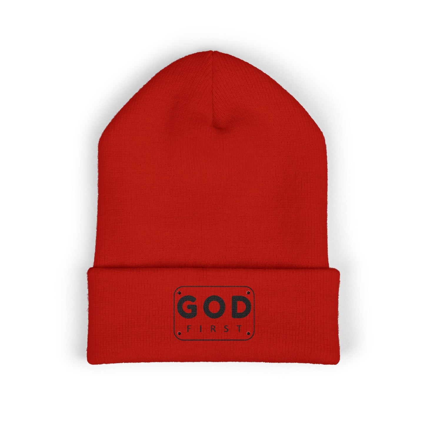 God First Embroidered Cuffed Beanie Faith-Inspired Winter Hat