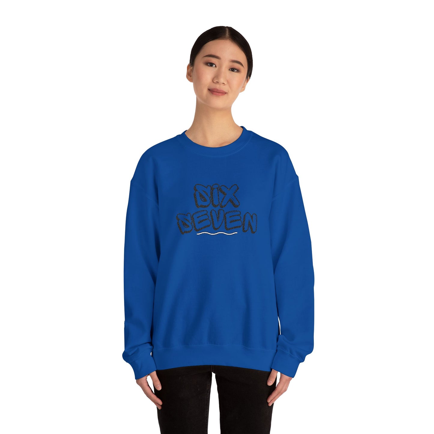 Crewneck Sweatshirt embroidered 'Six Seven' Athletic Vintage Style
