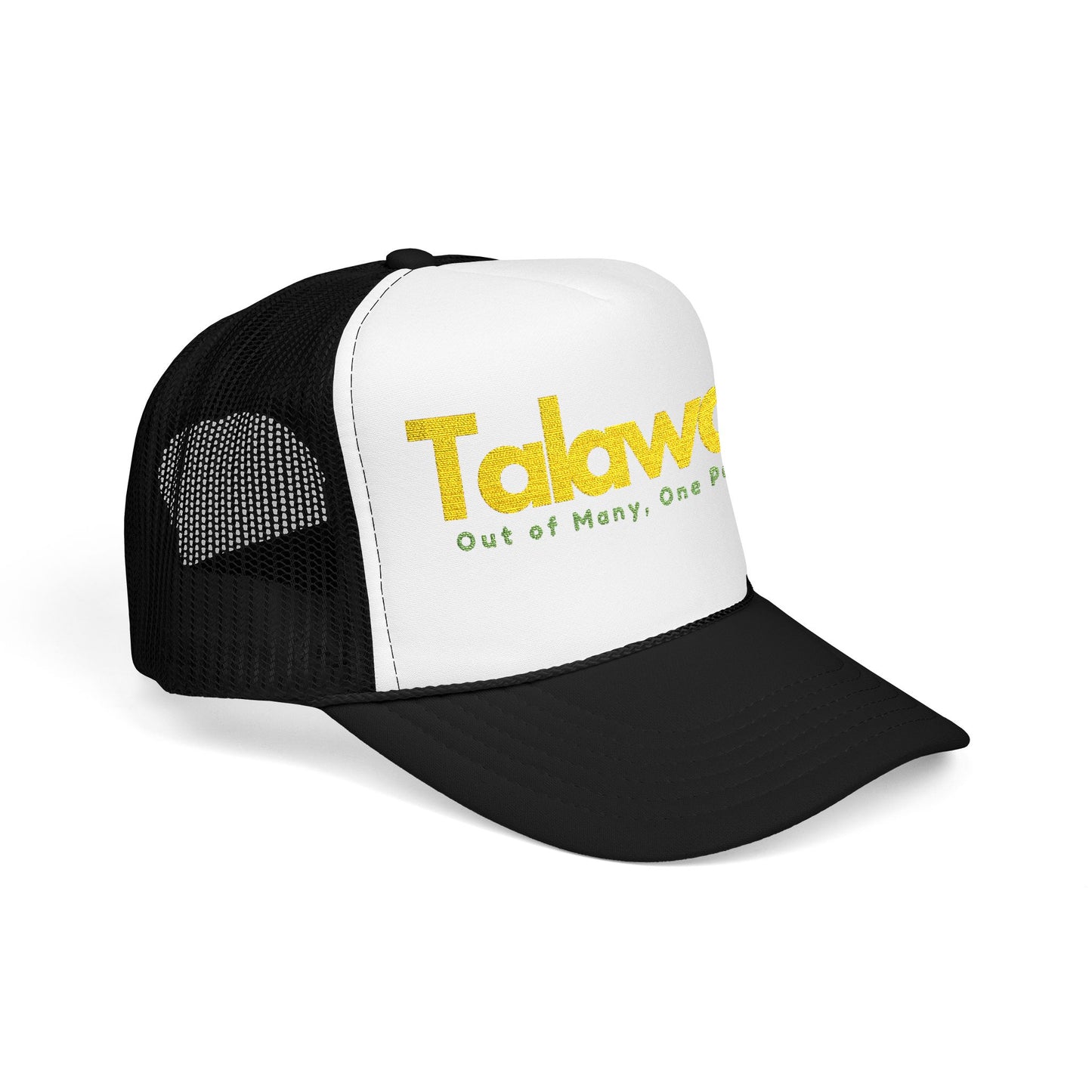 Talawah Embroidered Trucker Hat Bold Yellow Script Foam Cap