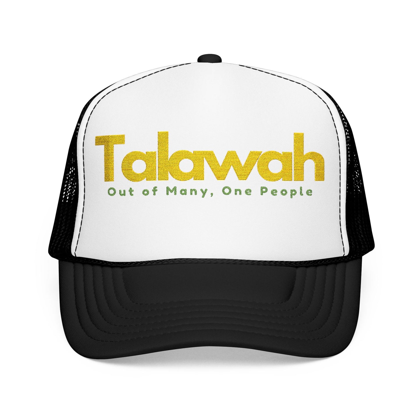 Talawah Embroidered Trucker Hat Bold Yellow Script Foam Cap