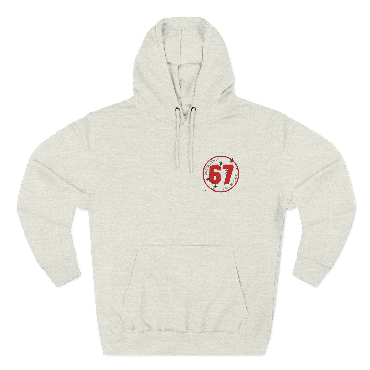 Hoodie uncensored 67 Logo Minimal Chest Print, Comfortable Casual Fleece Pullover