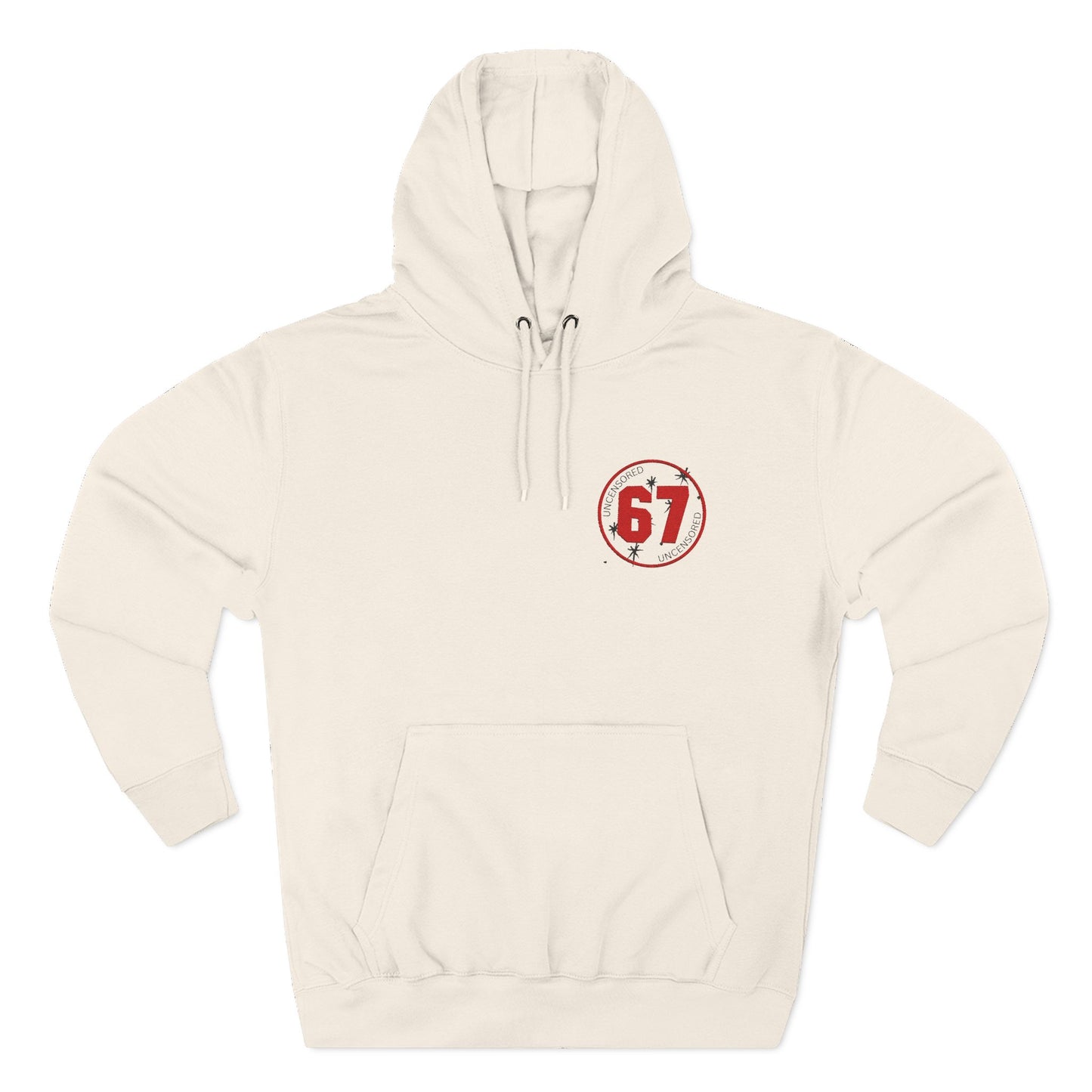 Hoodie uncensored 67 Logo Minimal Chest Print, Comfortable Casual Fleece Pullover