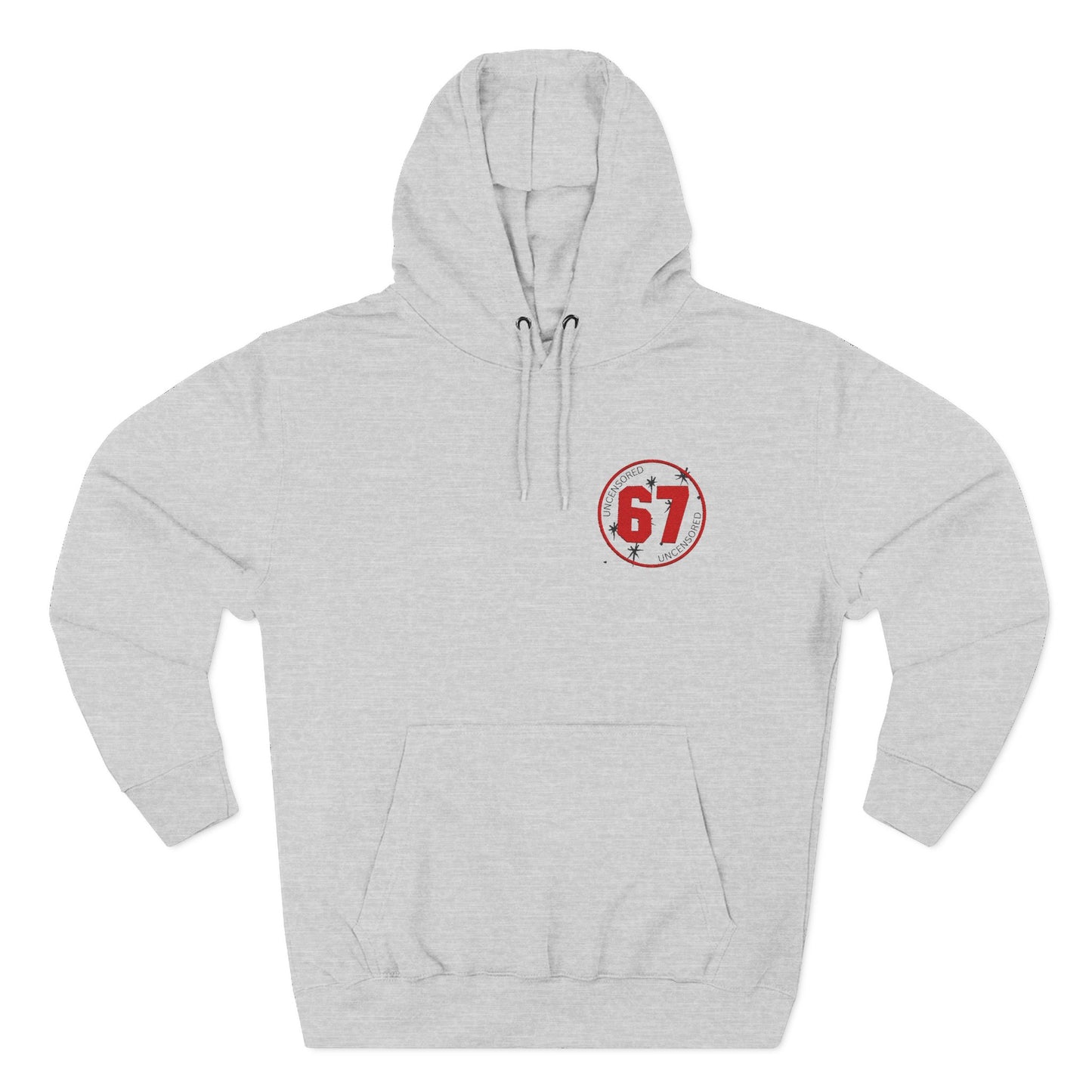 Hoodie uncensored 67 Logo Minimal Chest Print, Comfortable Casual Fleece Pullover
