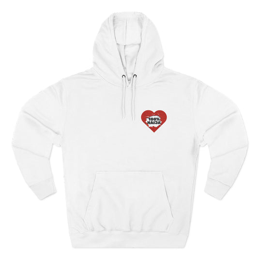 Heart Patch Hoodie "100% Naija" Small Chest Graphic Fleece embroidered hoodie