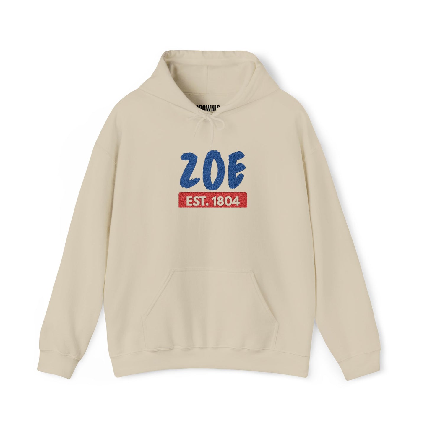 Zoe EST. 1804 Hoodie Vintage Patriotic Name Pullover / Embroidered Haitian pride